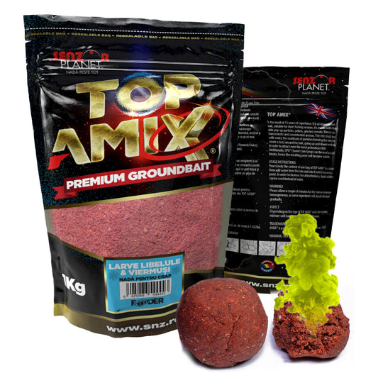 TOP AMIX® METHOD FEEDER LARVE LIBELULE & VIERMUSI (ROSU) 1kg